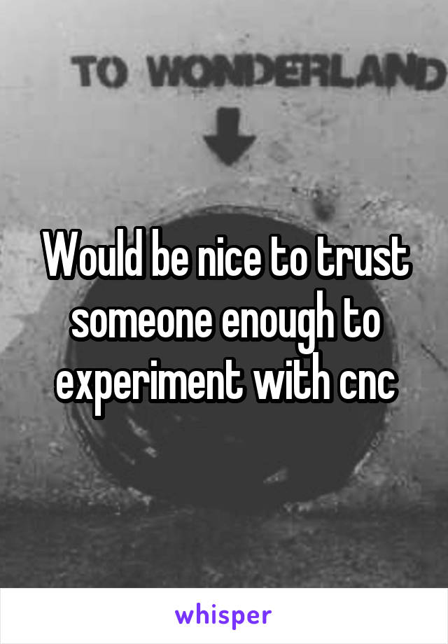 Would be nice to trust someone enough to experiment with cnc