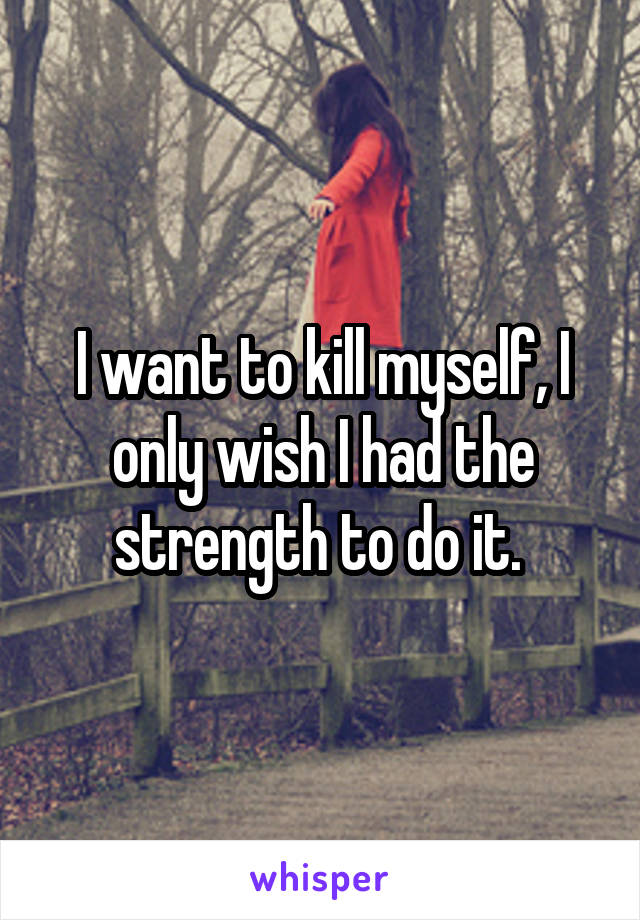 I want to kill myself, I only wish I had the strength to do it. 