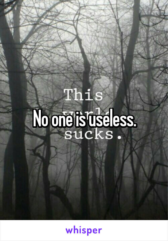 No one is useless.