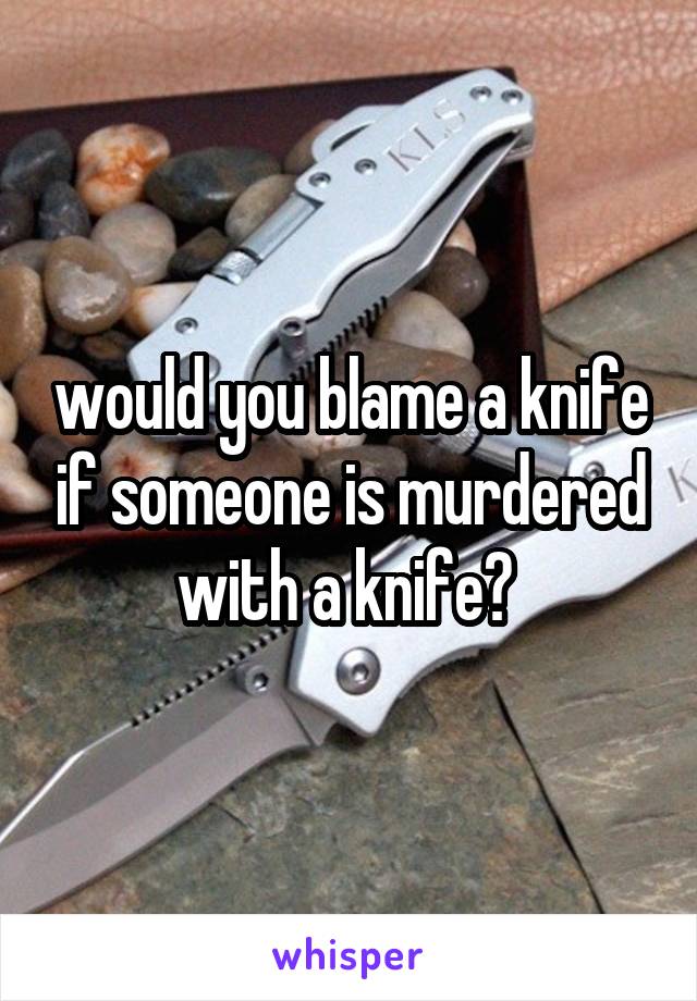 would you blame a knife if someone is murdered with a knife? 