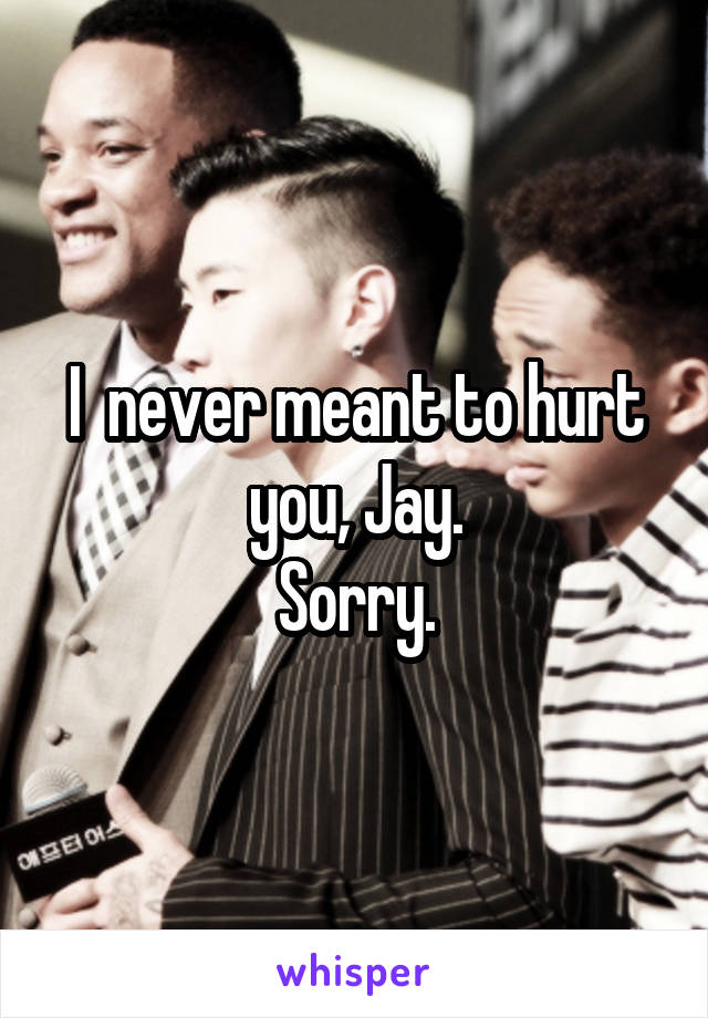 I  never meant to hurt you, Jay.
Sorry.