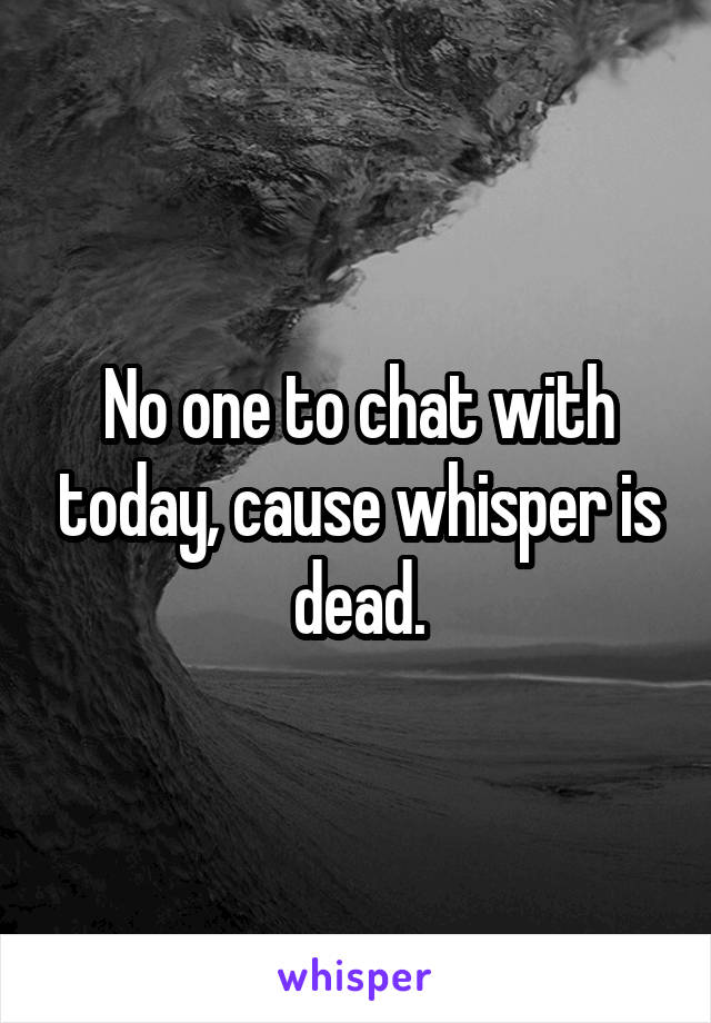 No one to chat with today, cause whisper is dead.