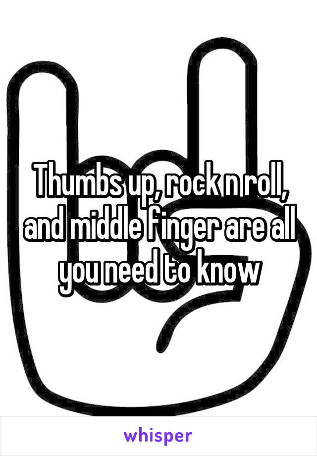 Thumbs up, rock n roll, and middle finger are all you need to know