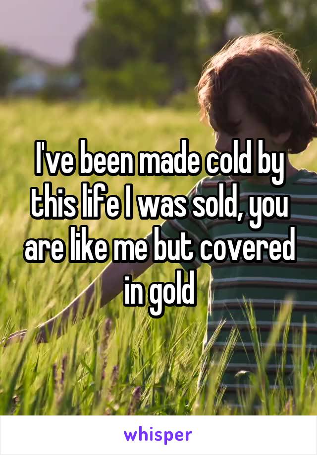 I've been made cold by this life I was sold, you are like me but covered in gold