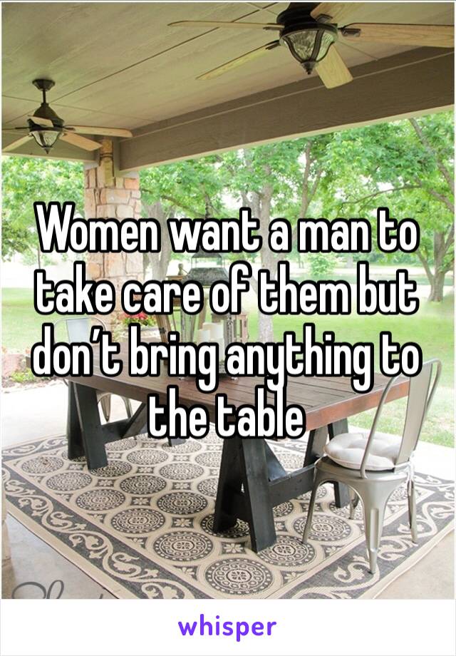 Women want a man to take care of them but don’t bring anything to the table 