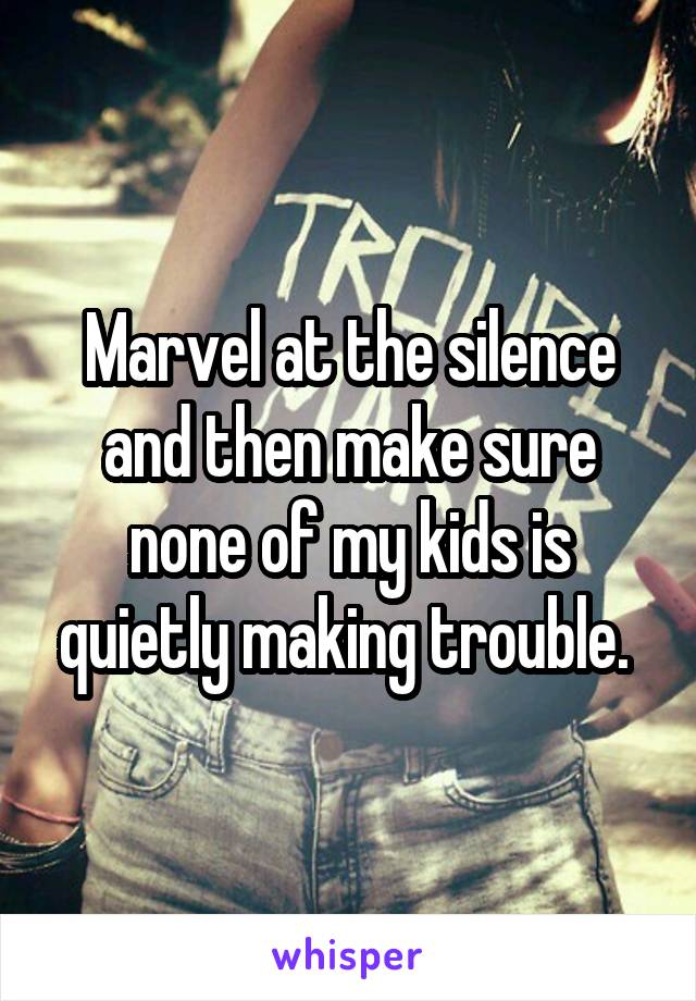 Marvel at the silence and then make sure none of my kids is quietly making trouble. 