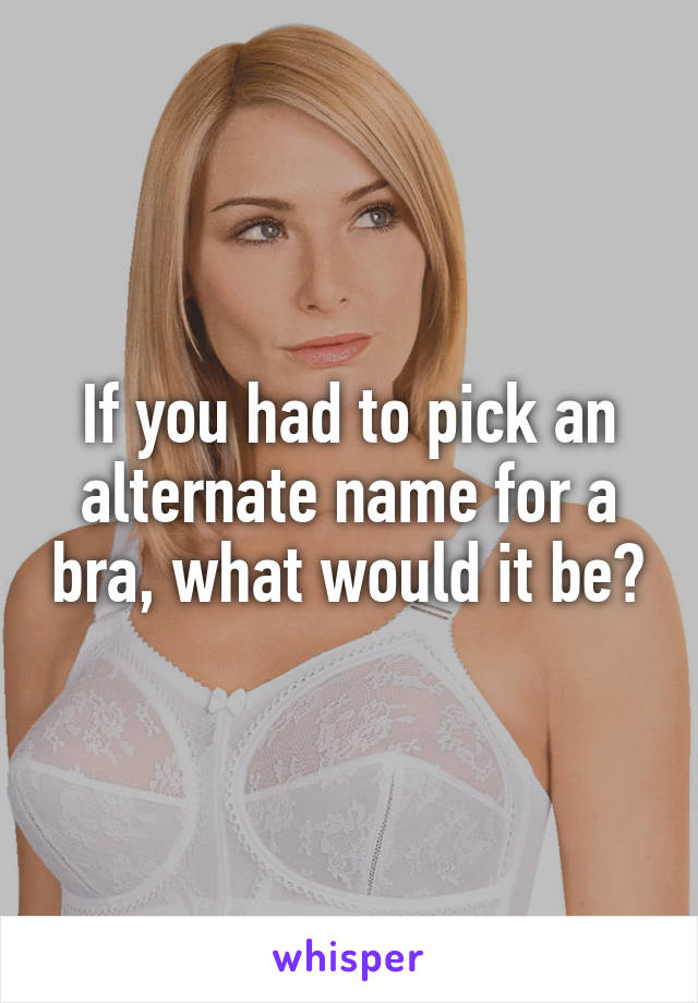 If you had to pick an alternate name for a bra, what would it be?