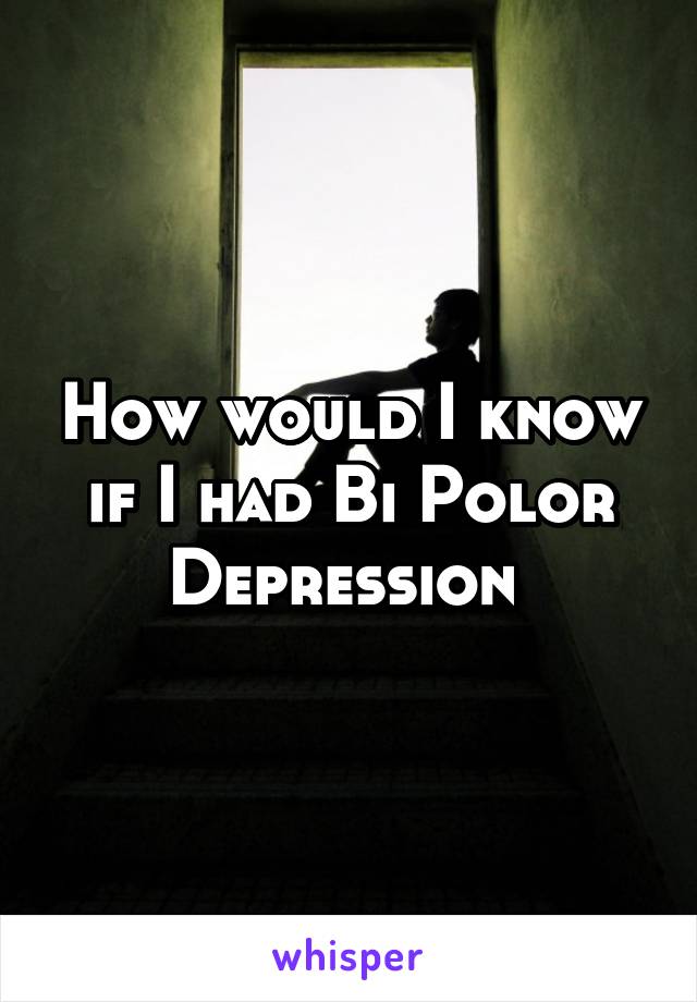 How would I know if I had Bi Polor Depression 