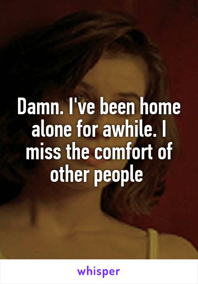 Damn. I've been home alone for awhile. I miss the comfort of other people 