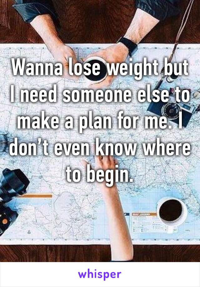 Wanna lose weight but I need someone else to make a plan for me. I don’t even know where to begin.