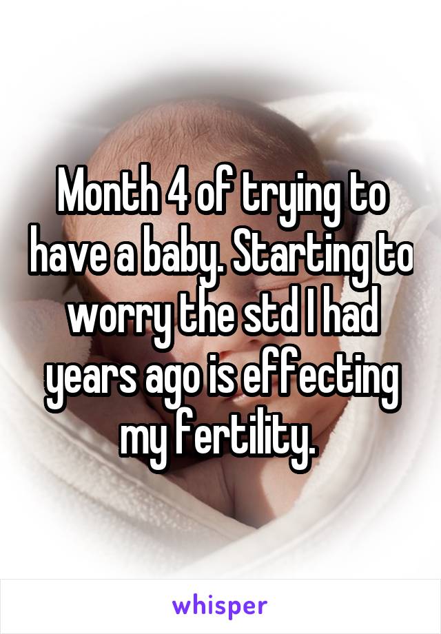 Month 4 of trying to have a baby. Starting to worry the std I had years ago is effecting my fertility. 