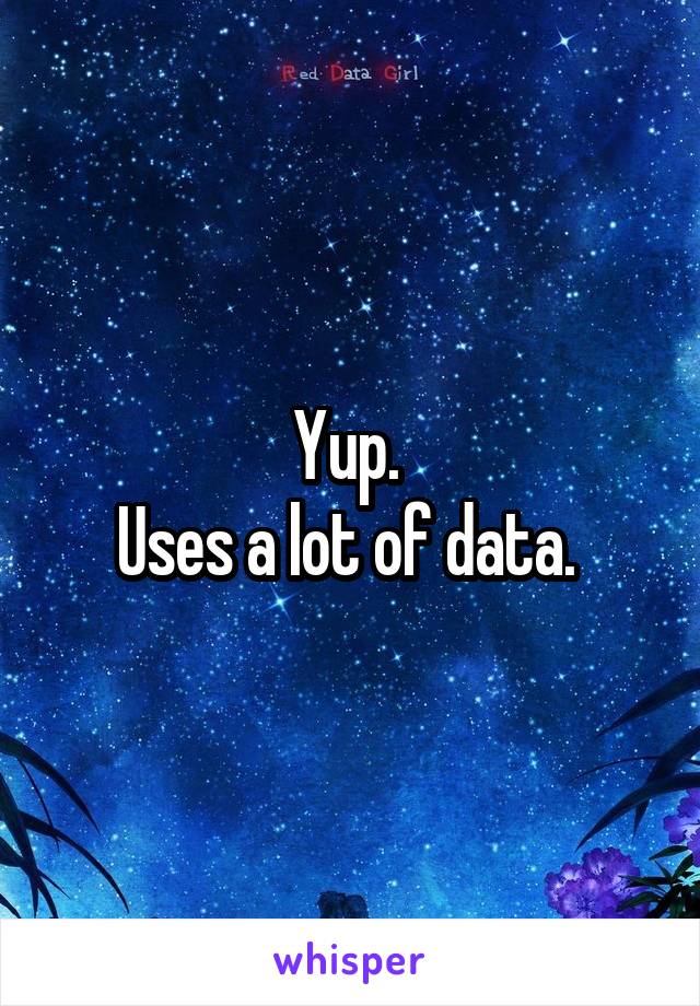 Yup. 
Uses a lot of data. 