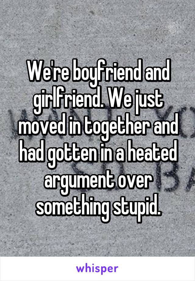 We're boyfriend and girlfriend. We just moved in together and had gotten in a heated argument over something stupid.