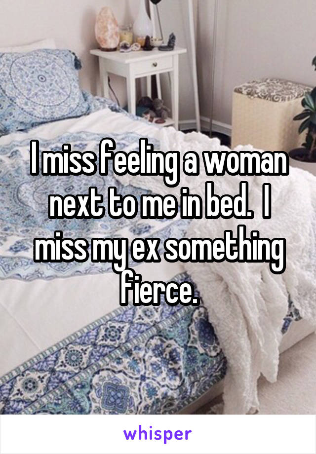 I miss feeling a woman next to me in bed.  I miss my ex something fierce.