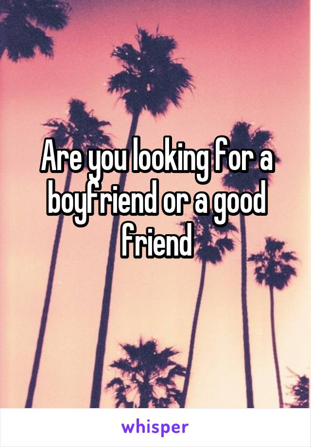 Are you looking for a boyfriend or a good friend
