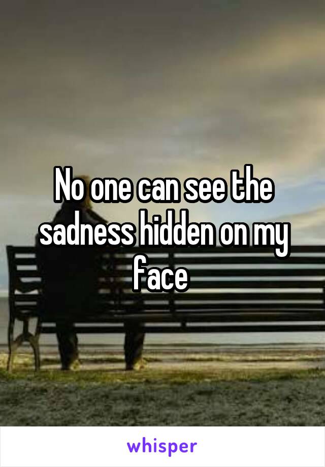 No one can see the sadness hidden on my face 