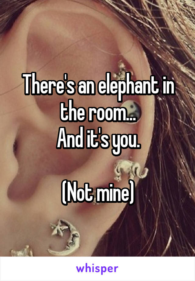 There's an elephant in the room...
And it's you.

(Not mine)