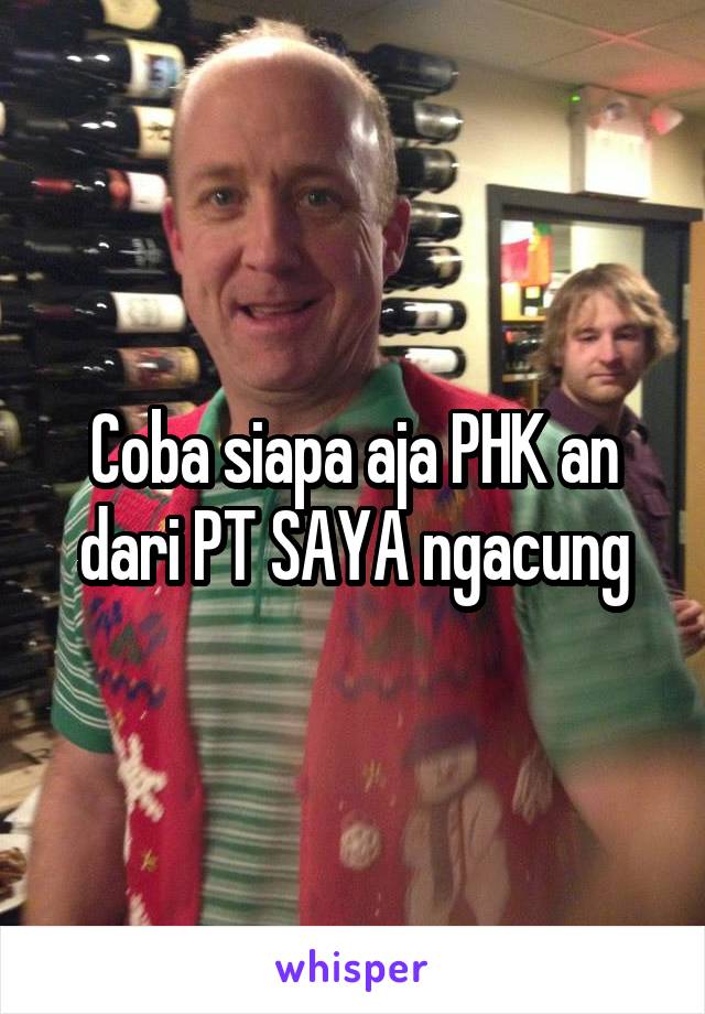 Coba siapa aja PHK an dari PT SAYA ngacung