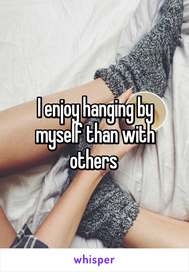 I enjoy hanging by myself than with others 