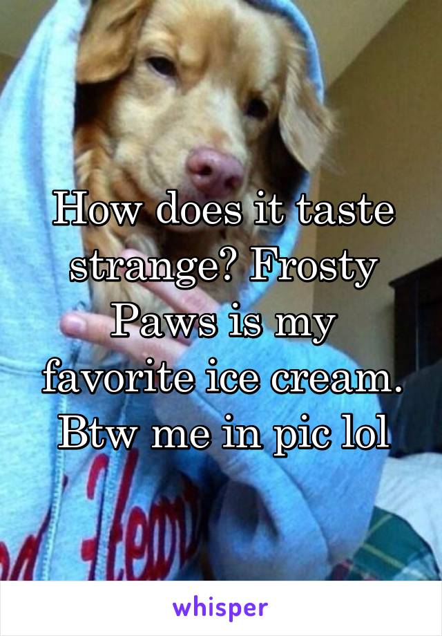 How does it taste strange? Frosty Paws is my favorite ice cream. Btw me in pic lol