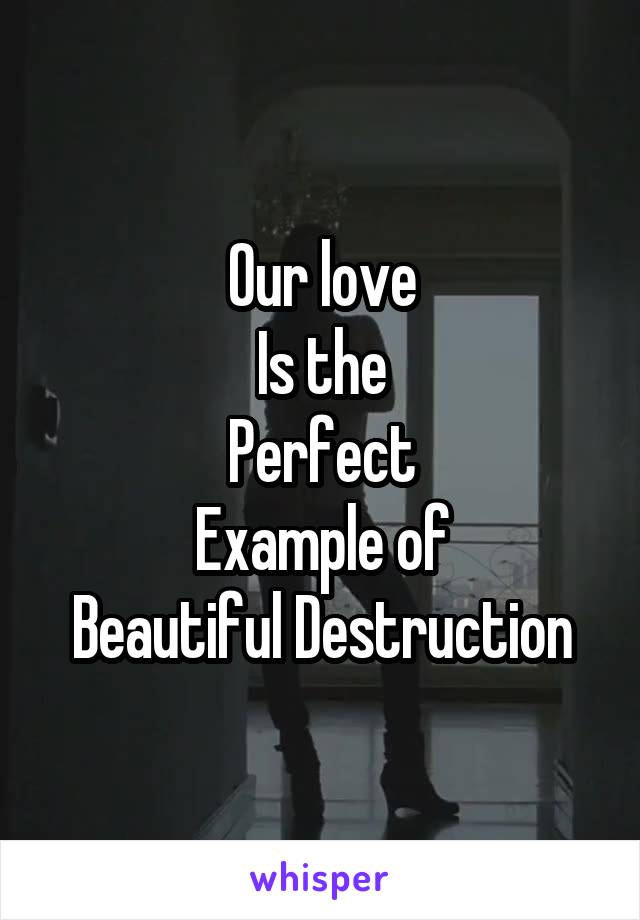 Our love
Is the
Perfect
Example of
Beautiful Destruction