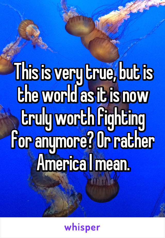 This is very true, but is the world as it is now truly worth fighting for anymore? Or rather America I mean.