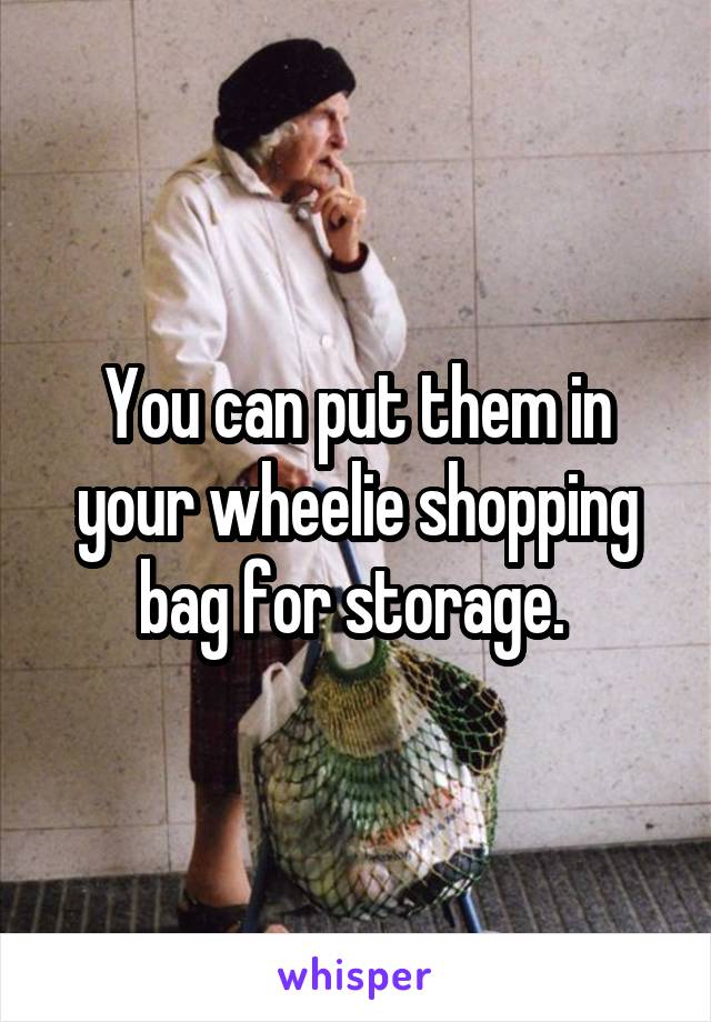 You can put them in your wheelie shopping bag for storage. 