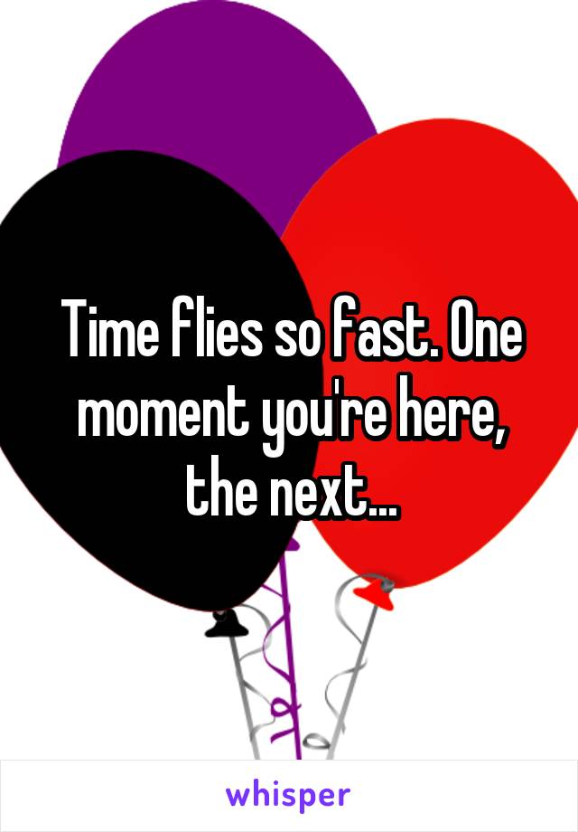 Time flies so fast. One moment you're here, the next...