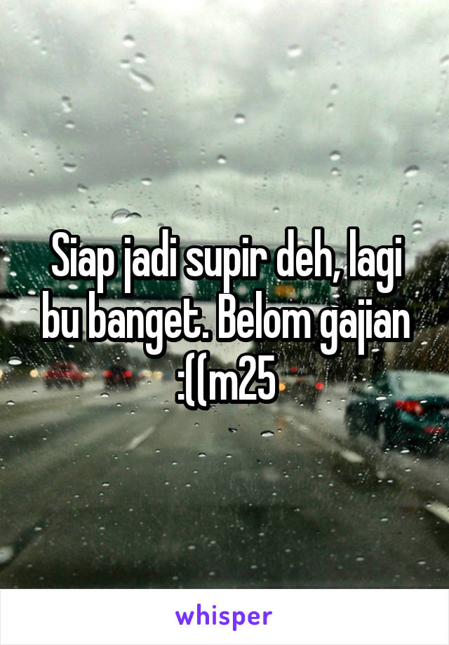 Siap jadi supir deh, lagi bu banget. Belom gajian :((m25