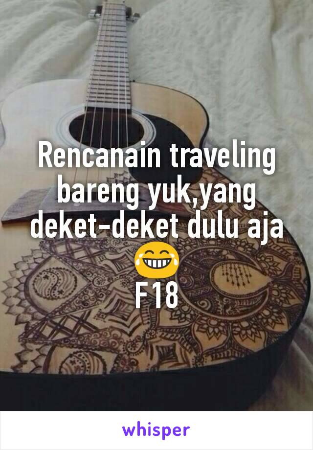 Rencanain traveling bareng yuk,yang deket-deket dulu aja😂
F18