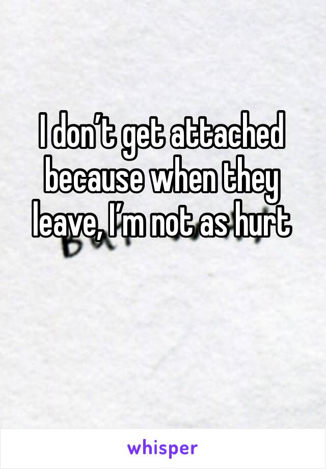 I don’t get attached because when they leave, I’m not as hurt 