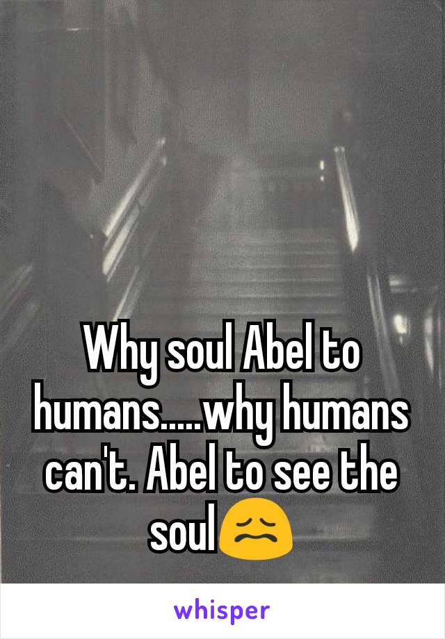 Why soul Abel to humans.....why humans can't. Abel to see the soul😖