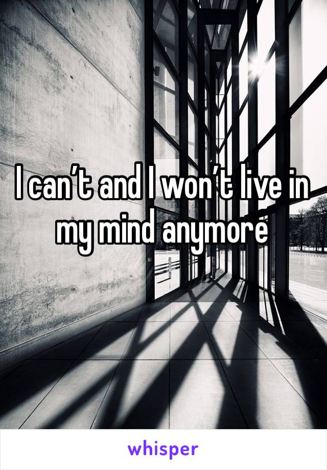 I can’t and I won’t live in my mind anymore 
