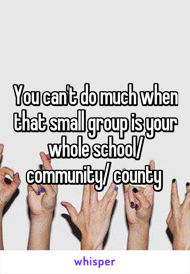 You can't do much when that small group is your whole school/ community/ county 