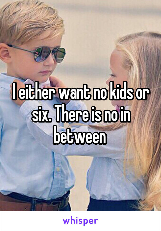 I either want no kids or six. There is no in between 