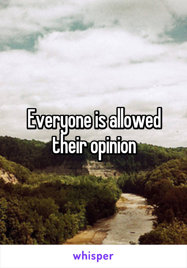 Everyone is allowed their opinion