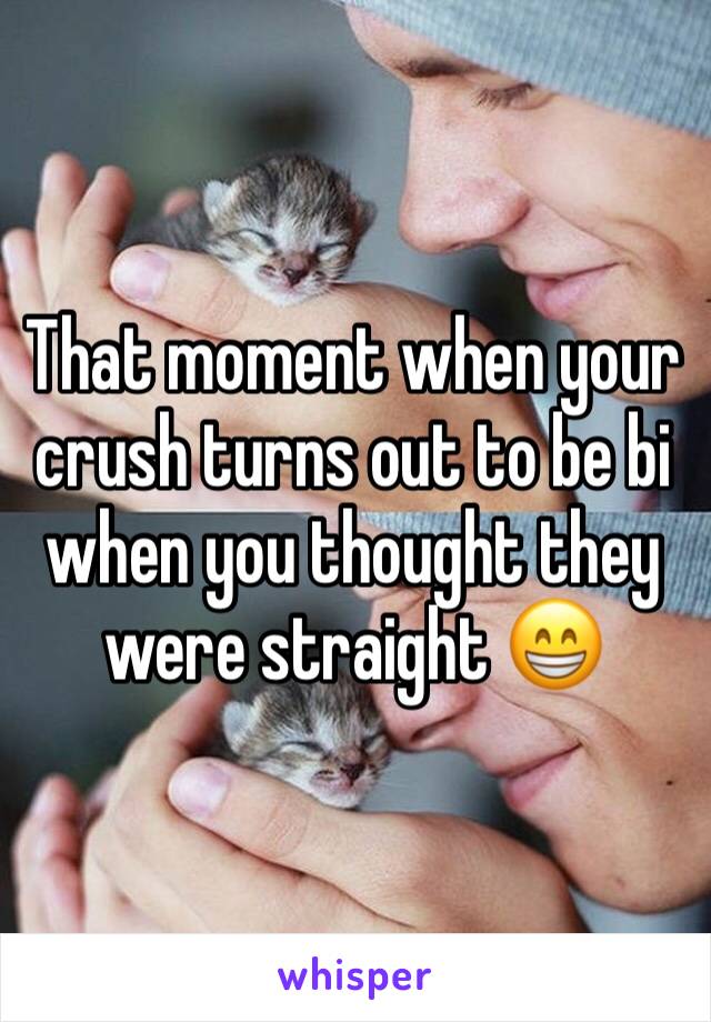 That moment when your crush turns out to be bi when you thought they were straight 😁