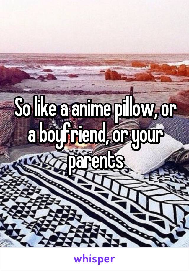 So like a anime pillow, or a boyfriend, or your parents