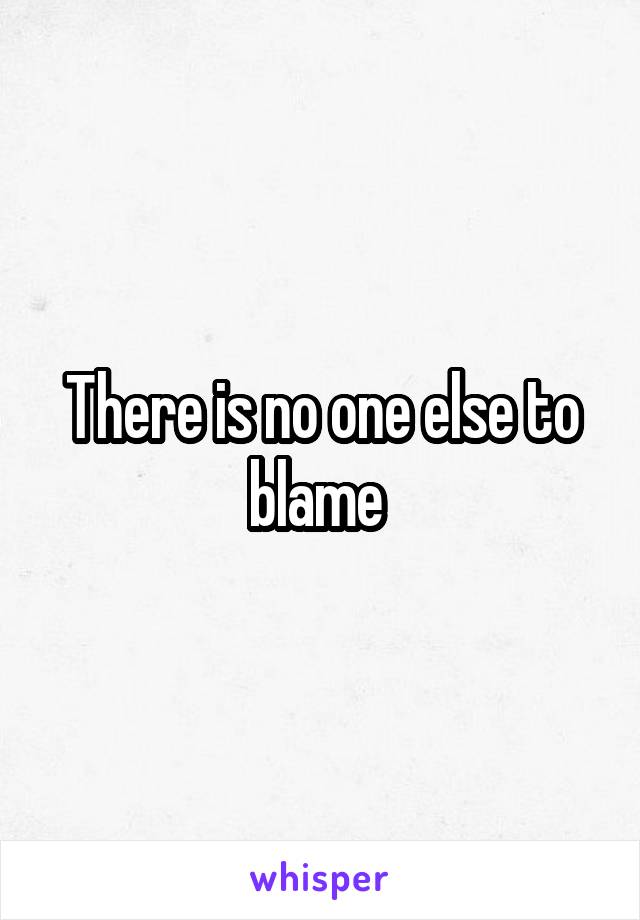 There is no one else to blame 
