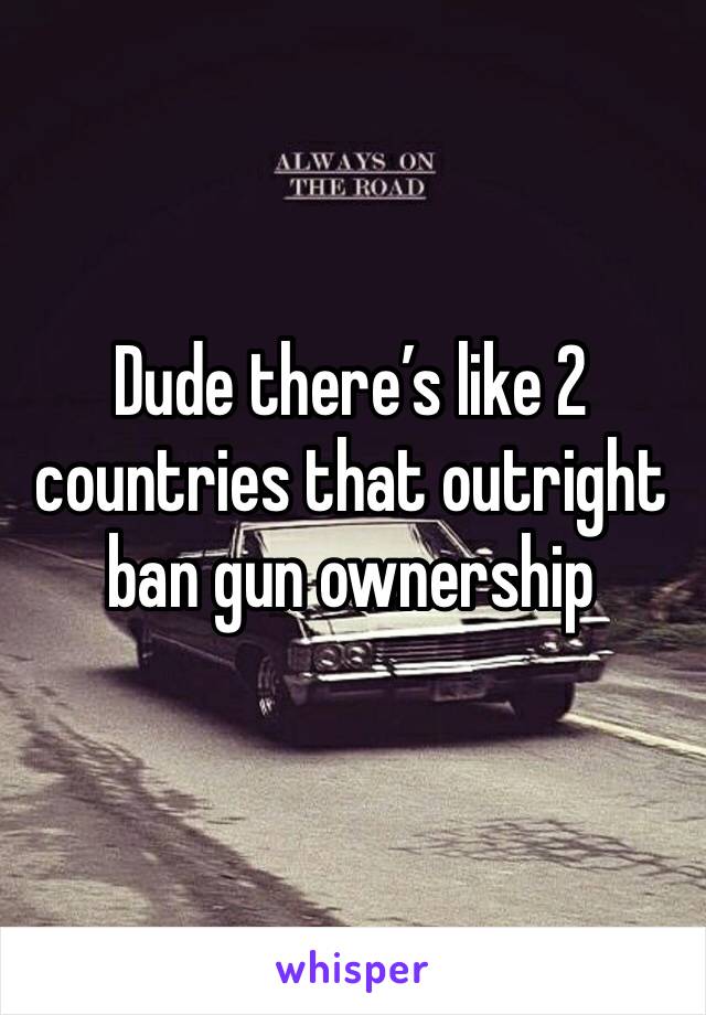 Dude there’s like 2 countries that outright ban gun ownership 