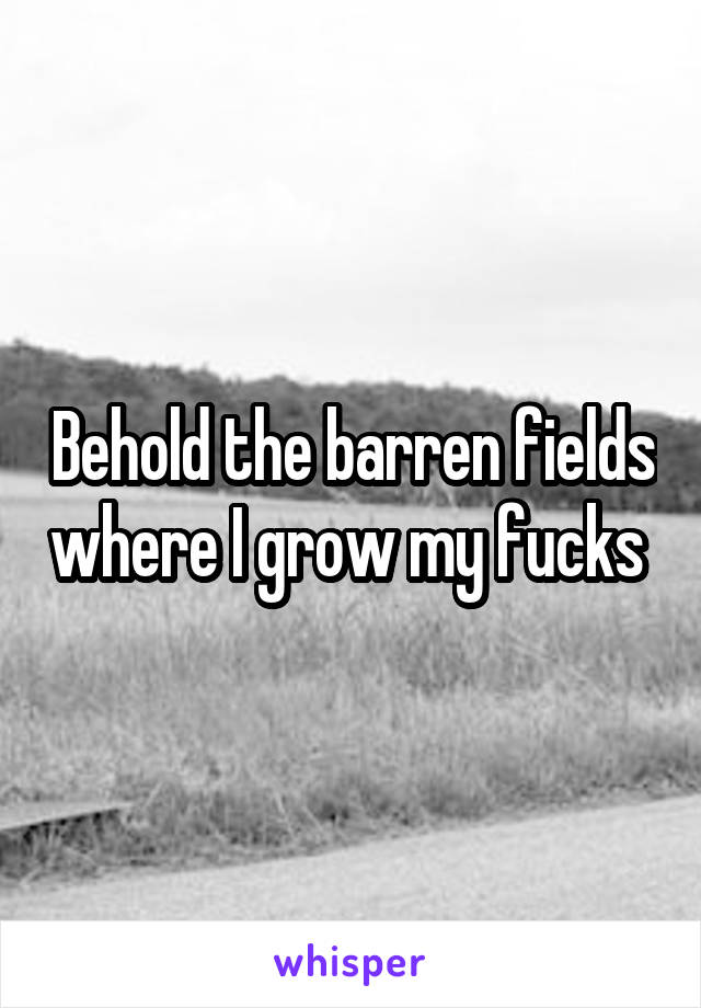 Behold the barren fields where I grow my fucks 