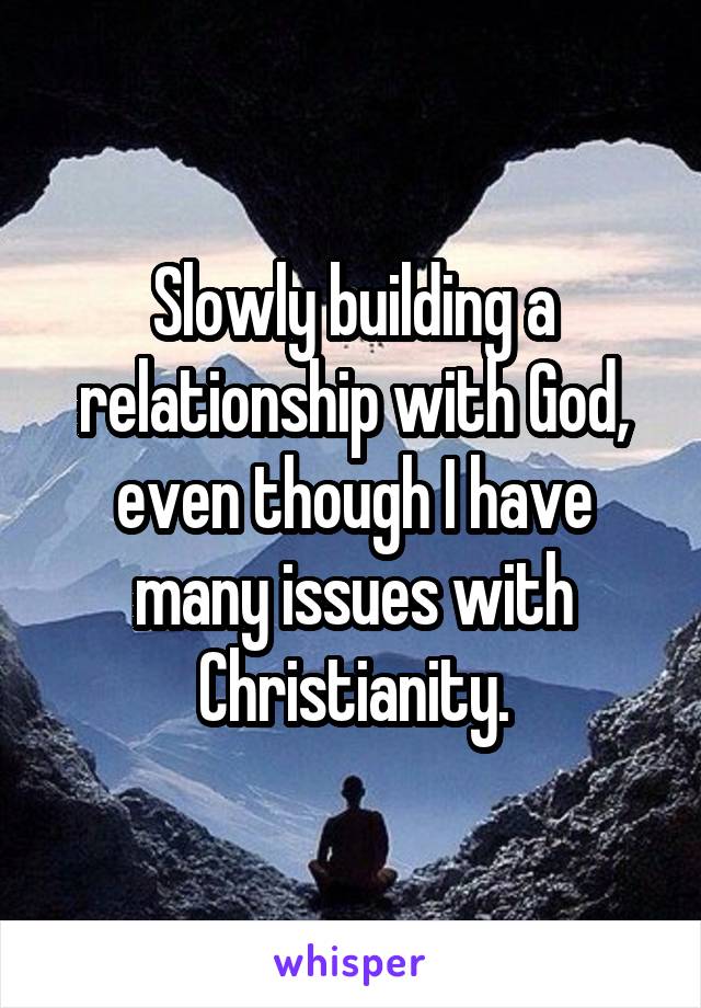 Slowly building a relationship with God, even though I have many issues with Christianity.
