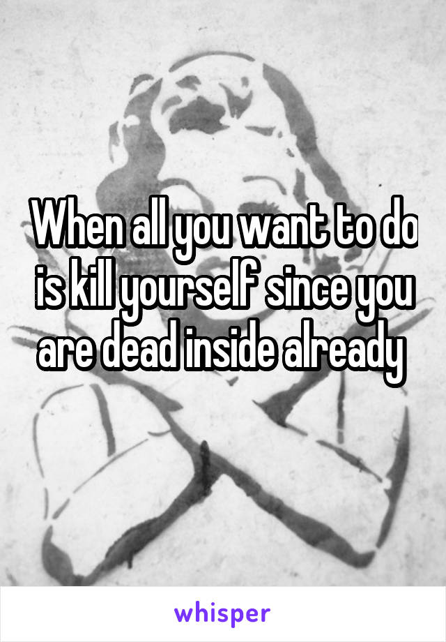 When all you want to do is kill yourself since you are dead inside already 
