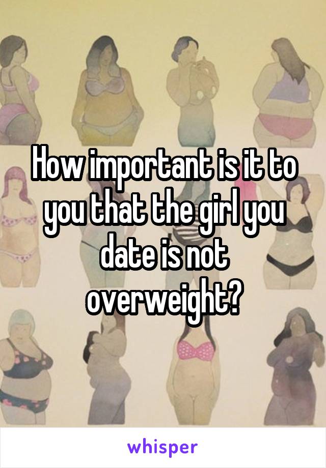 How important is it to you that the girl you date is not overweight?
