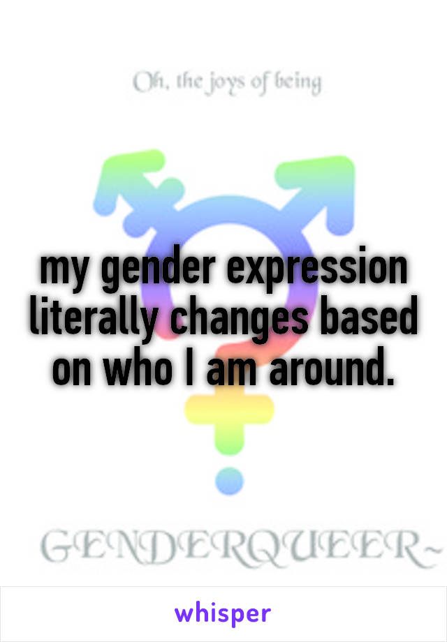 my gender expression literally changes based on who I am around.