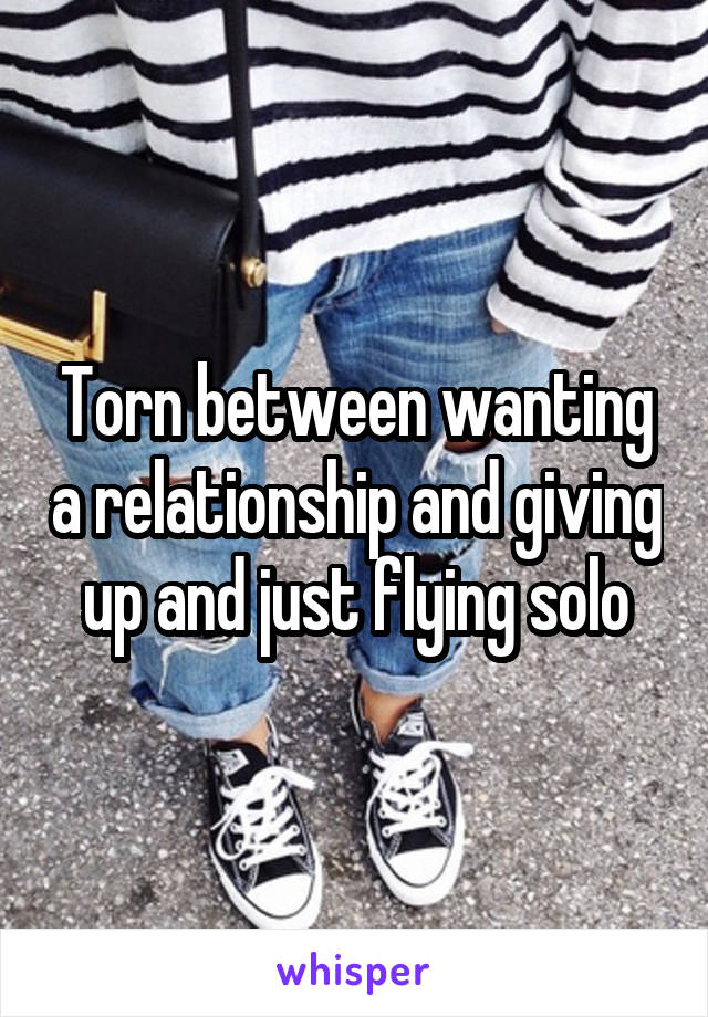 Torn between wanting a relationship and giving up and just flying solo