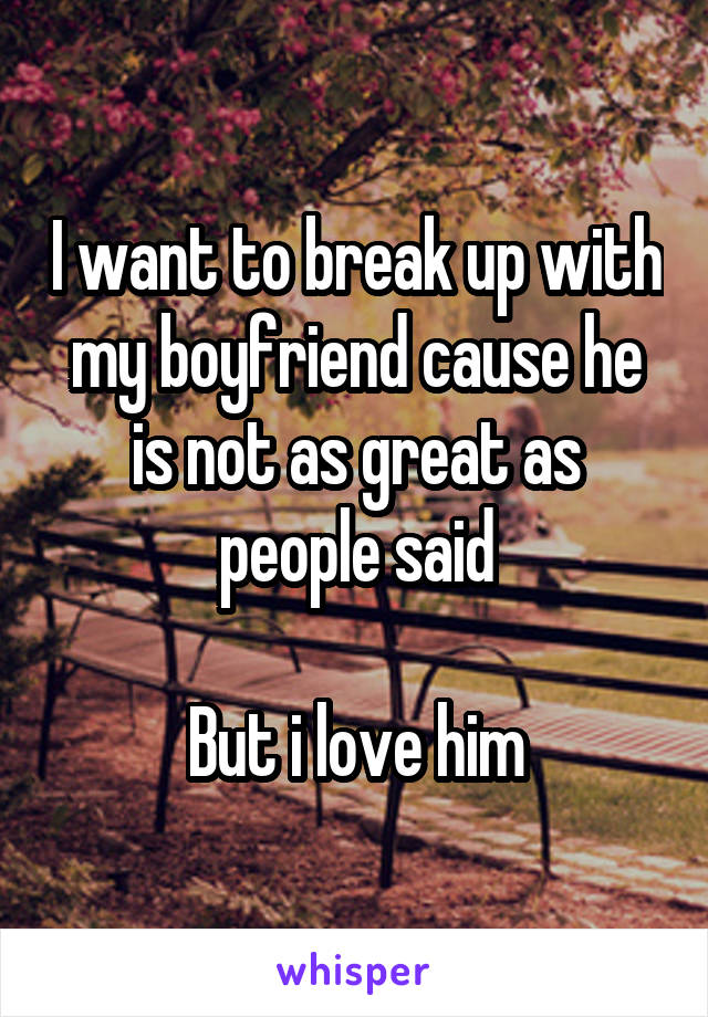 I want to break up with my boyfriend cause he is not as great as people said

But i love him