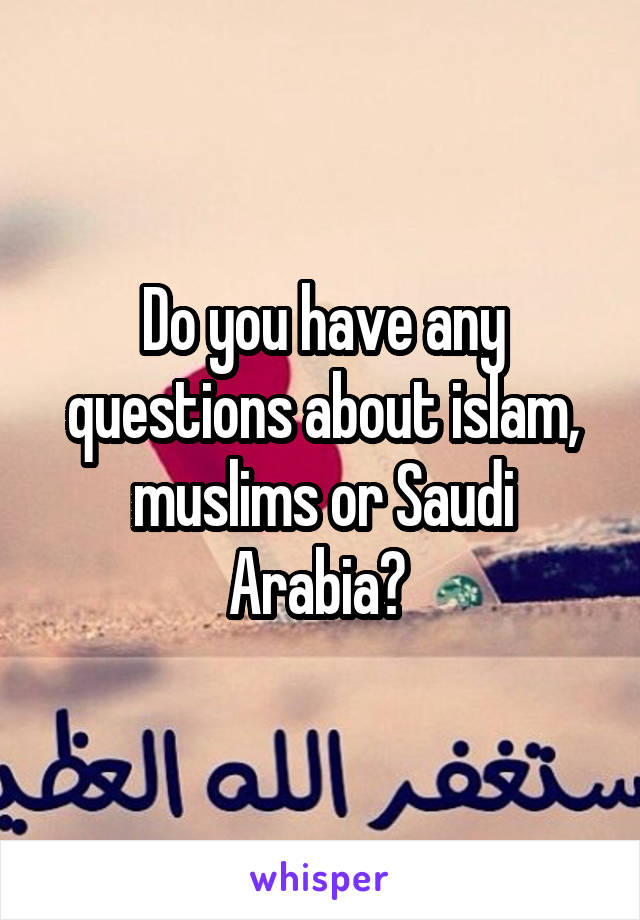Do you have any questions about islam, muslims or Saudi Arabia? 