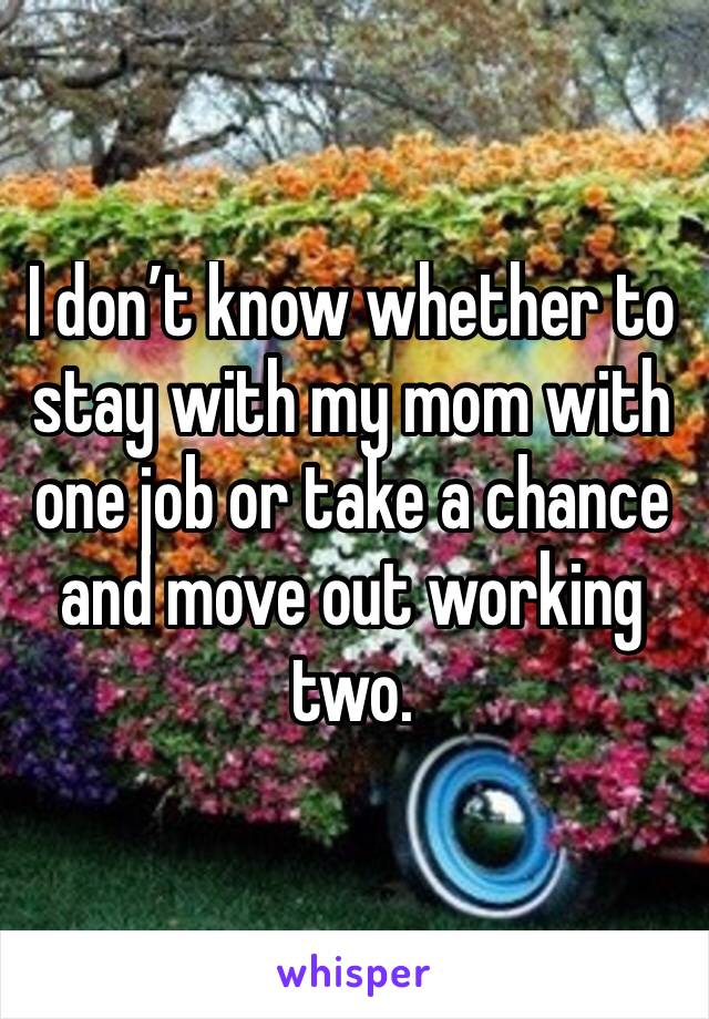 I don’t know whether to stay with my mom with one job or take a chance and move out working two. 