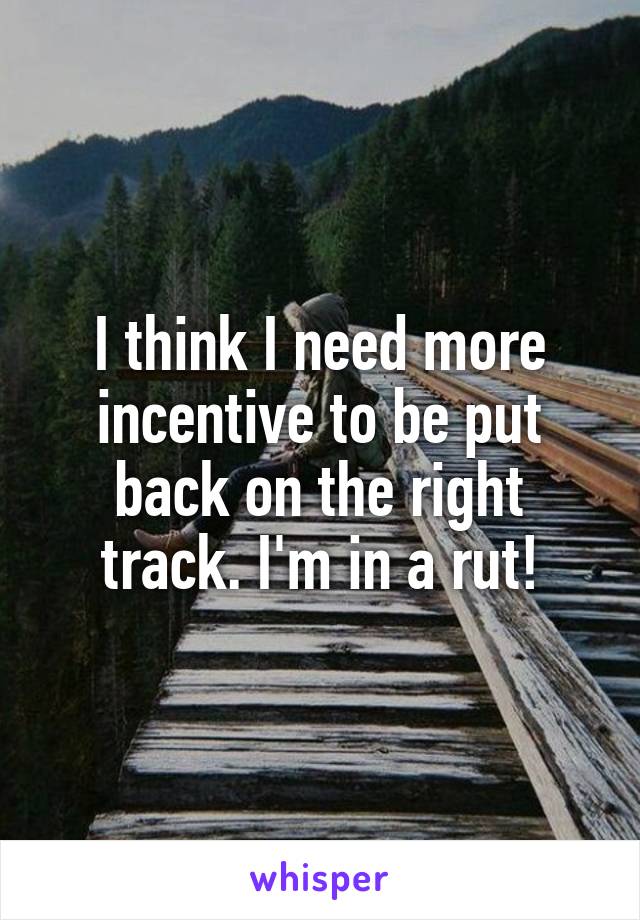I think I need more incentive to be put back on the right track. I'm in a rut!
